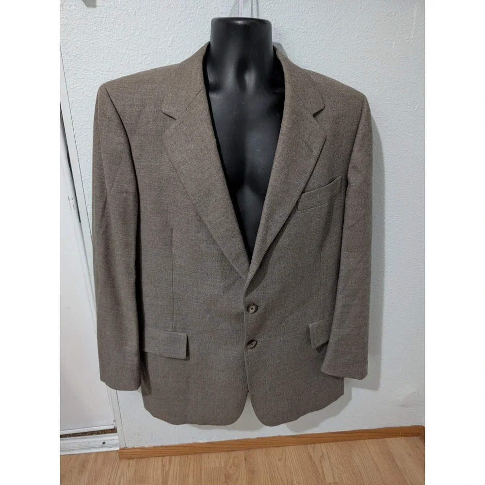 Vintage 70s Christian Dior Blazer 40R Taupe 100% Wool Hart Schaffner Marx USA